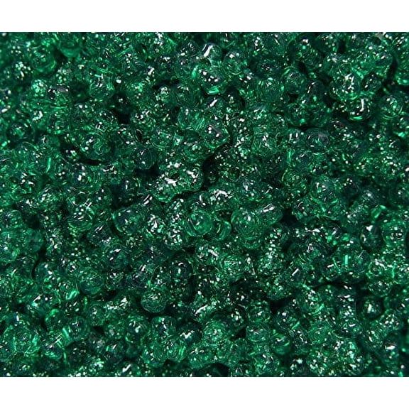 JOLLY STORE Crafts 11mm Tri Beads Emerald Glitter Made in USA