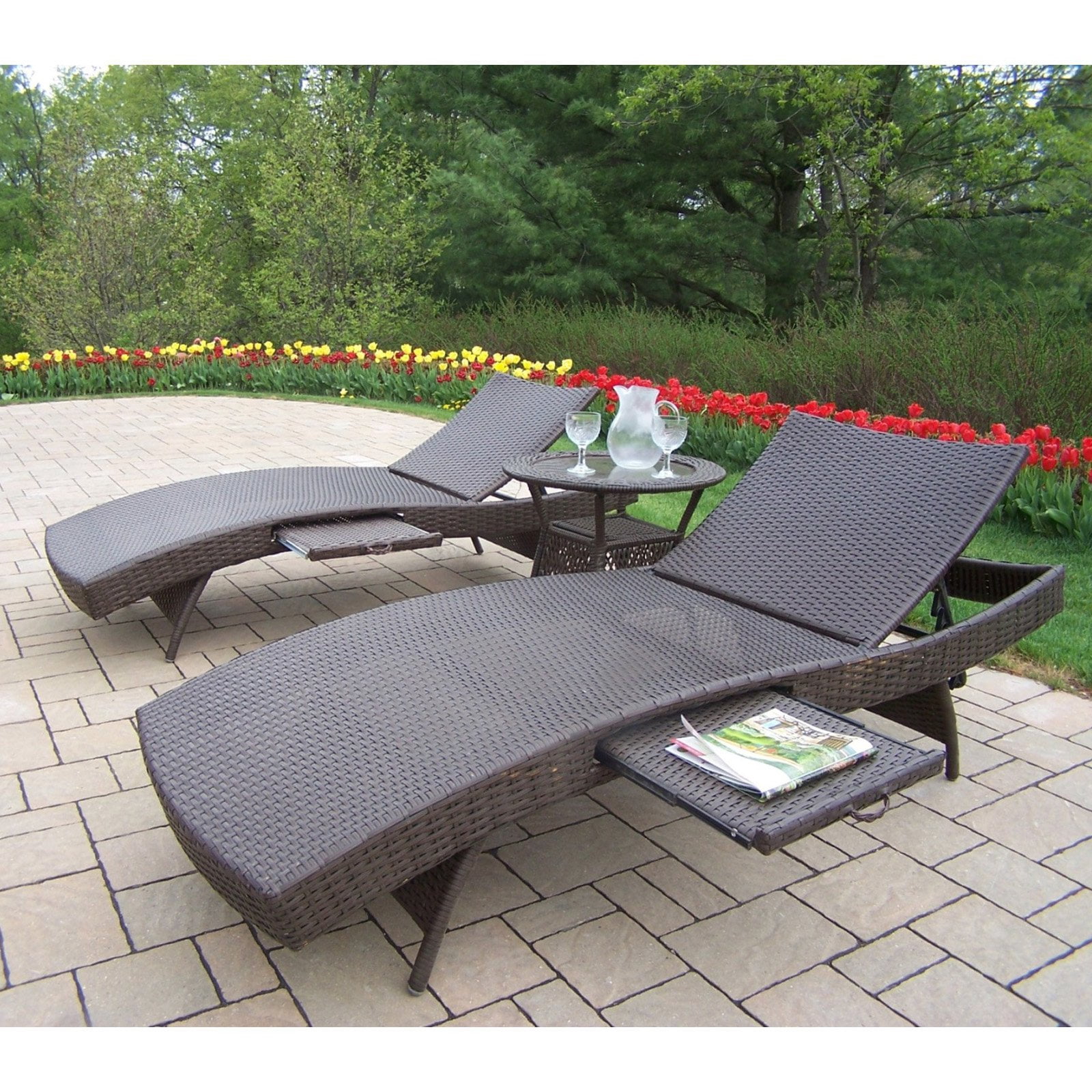 Oakland Living Elite All-Weather Wicker Chaise Lounge Set - Walmart.com