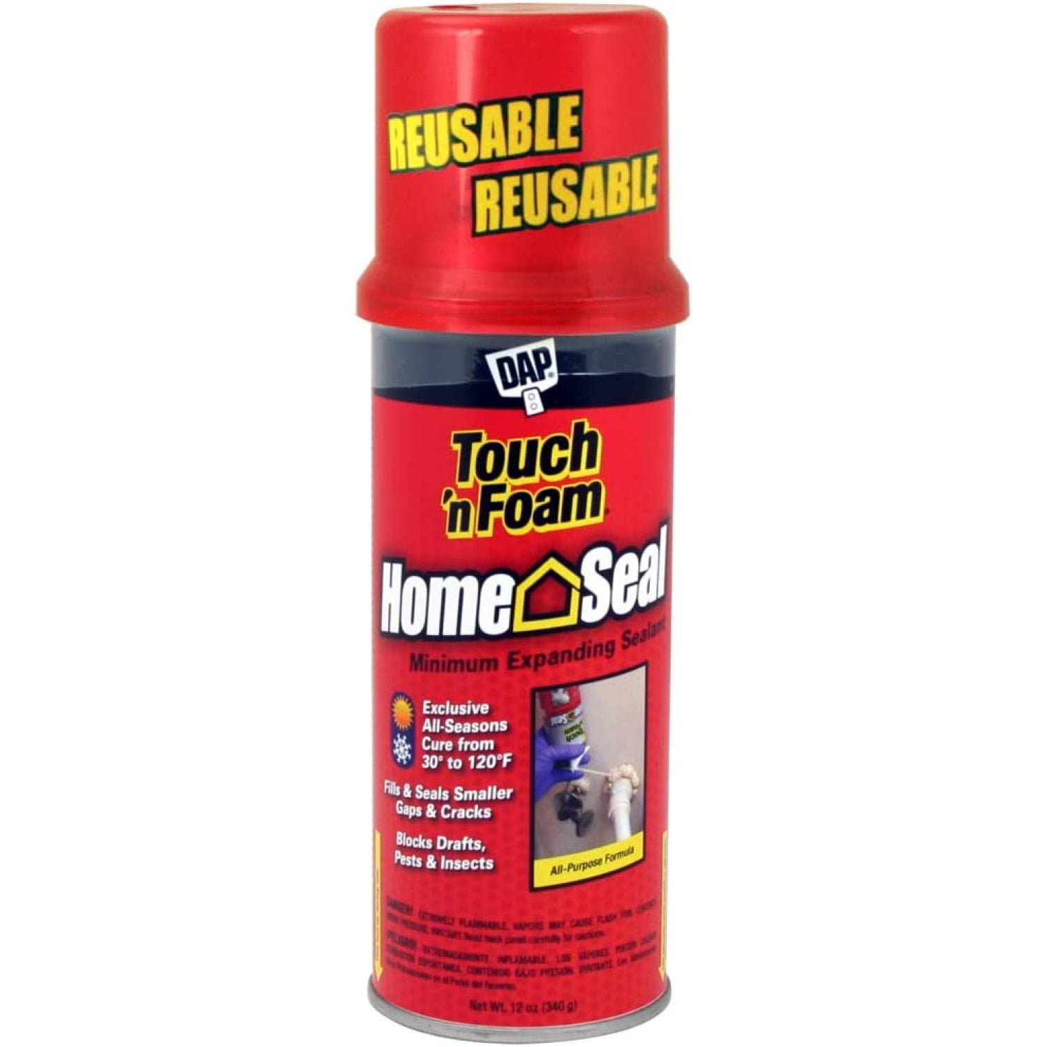TOUCH `N FOAM 4001012412 Home Seal Minimum Expanding Foam, 12 OZ, Light