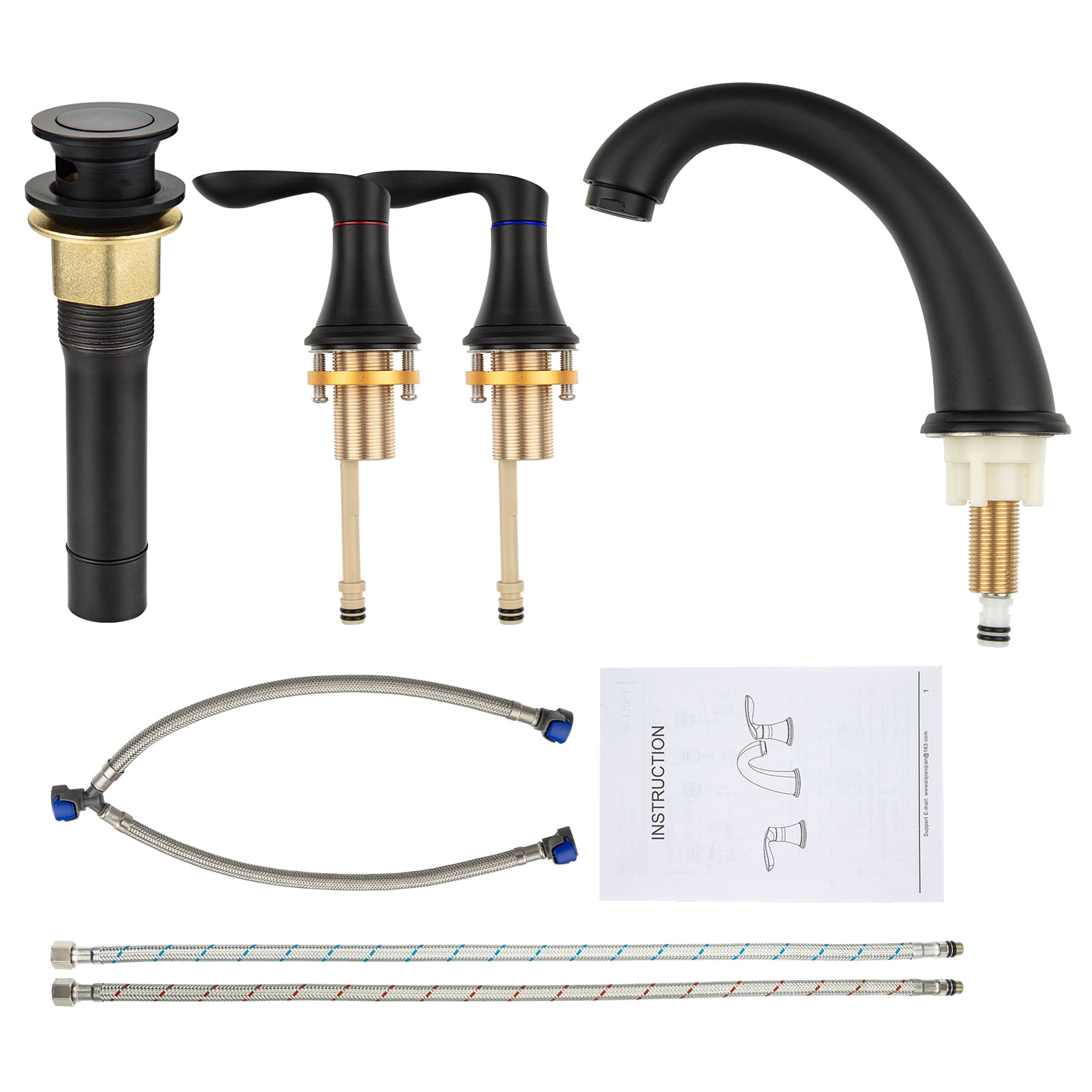 Accreate 8 Inch Bathroom Faucets for Sink 3 Hole with Pop up Drain and cUPC Lead-Free Hose