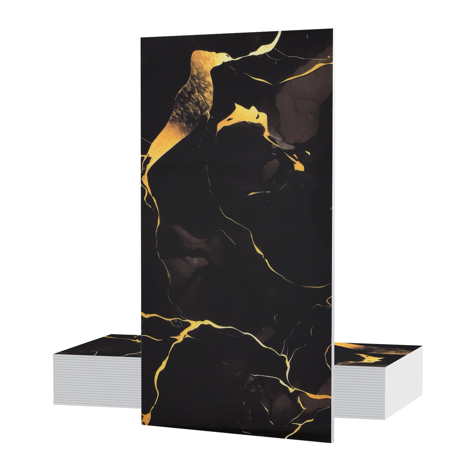 20PCS Waterproof Marble Peel and Stick Backsplash Washroom Wall Panels, Peel and Stick Tile, PVC Wall Panels for Kitchen Bathroom Living Room Bedroom Not Real Tile Black
