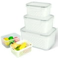thumbnail image 1 of PENGXIANG 3pcs Fruit Storage Containers for Fridge  Produce Saver Vegetable Container with Drain Colanders - Refrigerator Organizer for Lettuce Berry Keepers (White), 1 of 11