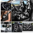 thumbnail image 3 of XYZCANDO Fusang Flower Print Steering Wheel Cover Center Mirror Cover Coasters Car Seat Cover Seat Belt Cover Keychain Lipstick Cover Car Trash Can Fashion Universal Car Accessories Decoration, 3 of 5