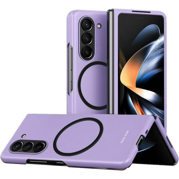 Case for Samsung Galaxy Z Fold 5 Case Slim Compatible with MagSafe Full Body Hard PC Anti-Scratches Phone Case Silky Thin Shockproof Case Cover for Samsung Galaxy Z Fold 5 Purple QHP