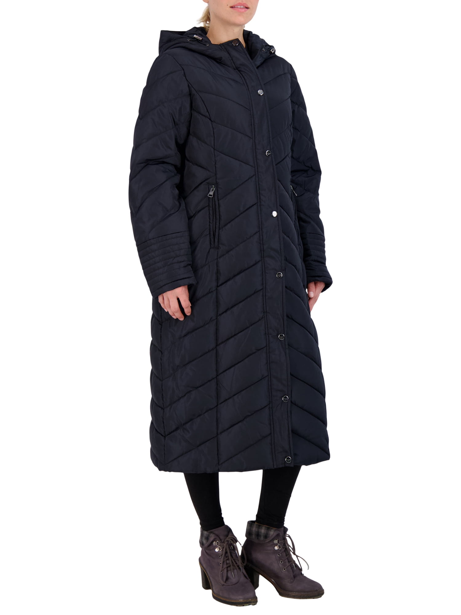 Steve Madden Womens Size Long Chevron Maxi Puffer Coat Plus 