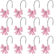 12 Pcs Pink Bow Shower Curtain Hooks Cute Bow Curtain Hooks Decorative Shower Rings Hanger Bathroom Decor Bathroom Accessories for Room Nursery Art