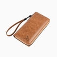 thumbnail image 2 of Jumpingount Cartera larga con cremallera para hombre, bolsa de crédito, monedero, tarjetero, Vertical, antirrobo, gran capacidad para ama de Carteras Caqui, 2 of 6