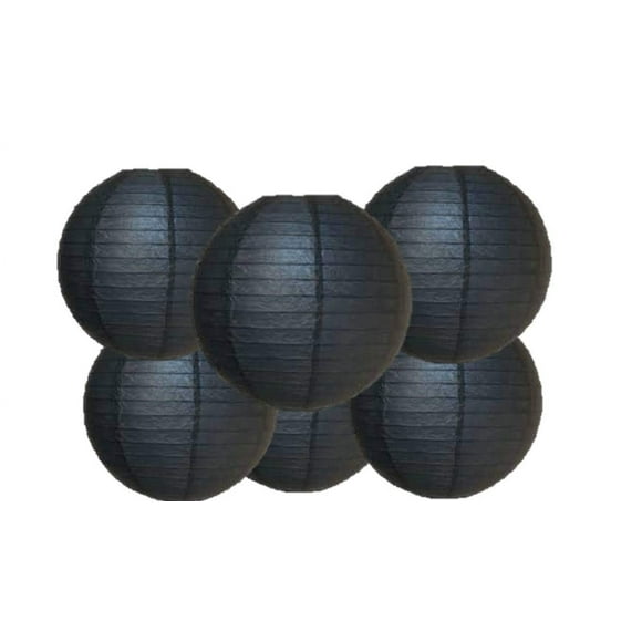 Pack of 6 Round Paper Lantern Lamp Paper Lanterns Party Decorations (Black, 12"/30CM)