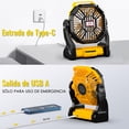 thumbnail image 4 of Ventilador Portátil de Camping,Lostrain 10400mAh Ventilador para Acampar Recargable con Luz Y Gancho,Abanico de Camping Silencioso 4 Velocidad Ajustable para Pesca/Picnic/Viajes/Oficina, 4 of 5