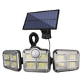 thumbnail image 2 of Solar Motion Sensor Outdoor Lights, 600LM 122LED Security Flood Light Adjustable Wall Lamp for Outside Garage Yard,3 Adjustable Head 270° Wide Lighting Angle, IP65 Waterproof, 2 of 9