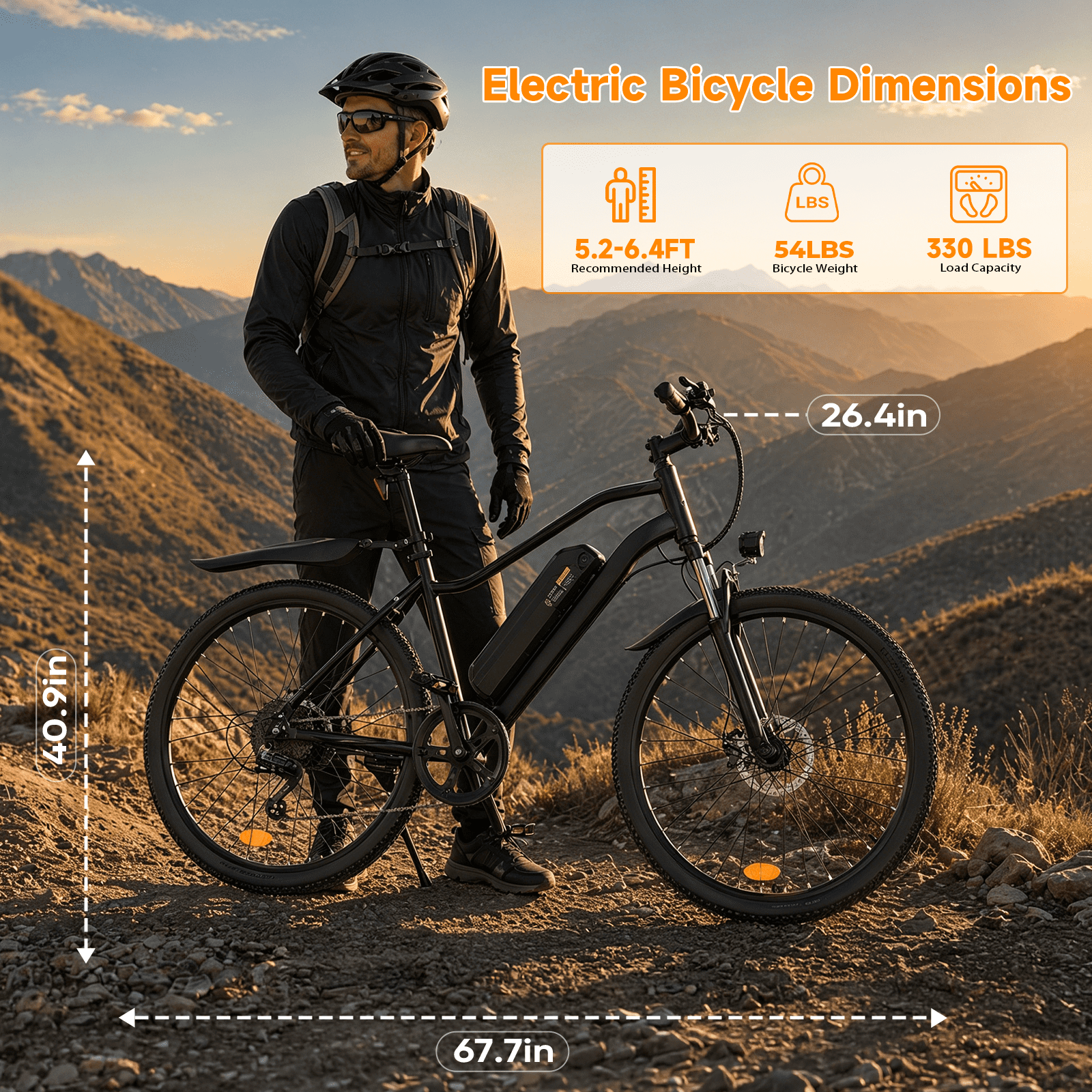 500W Peak Electric Bicycles-Adult Electric Mountain Bike with 5-Speed,30+ Miles Range, 26" Ebike for Beach Snow,Black