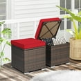 thumbnail image 1 of Gymax 2PCS Outdoor Patio Ottomans Hand-Woven PE Wicker Footstools w/ Removable Cushions Red, 1 of 9