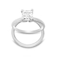 thumbnail image 4 of Sterling Silver Princess Cut Bridal Set Engagement Wedding Ring Set Size 5, 4 of 8