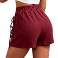 thumbnail image 5 of Wensltd Women Wrap Front Mini Skort with Tie Detail High Waist Linen Blend Shorts Skirt for Casual Summer Wear, 5 of 6