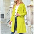 thumbnail image 3 of Women‘s Spring And Autumn Lapel Wool Solid Color Long Sleeve Wool Long Pocket Jacket Suits, 3 of 6