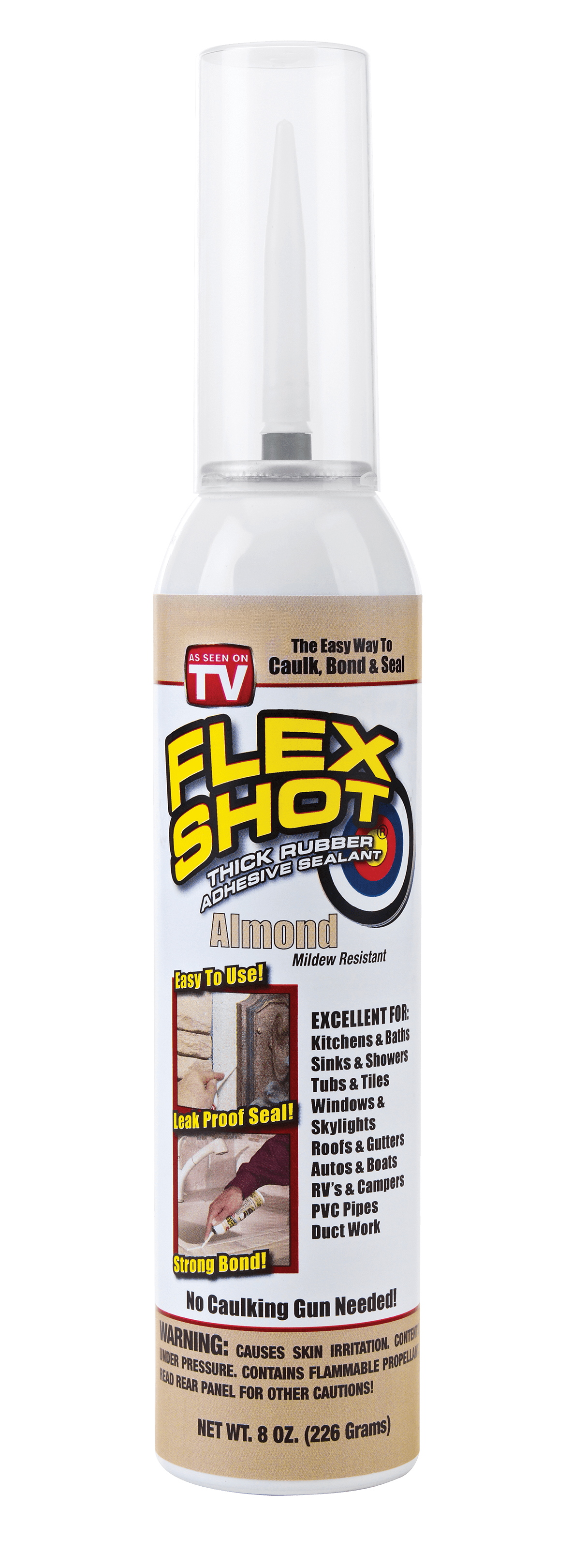 Flex Shot Rubber Adhesive Sealant Caulk, 8 oz, Almond BrickSeek