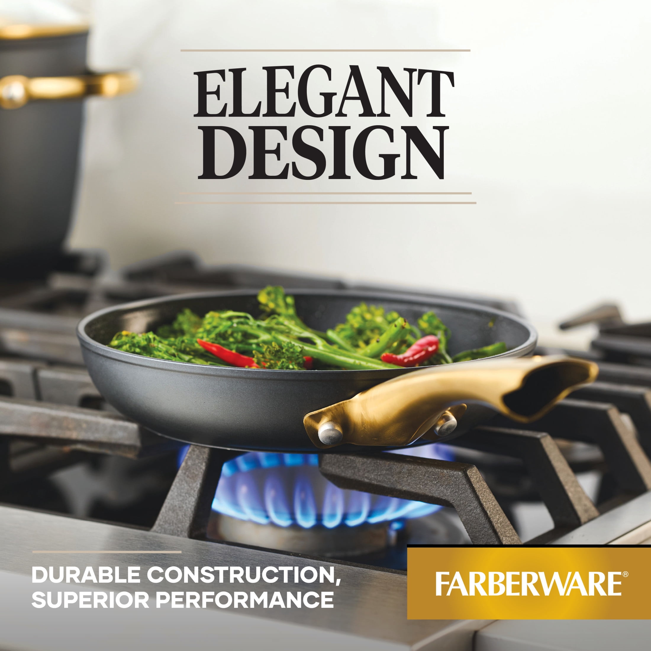 Farberware Forged Induction 8.25 Inch Ceramic Nonstick Frying Pan, Dishwasher Safe and Oven Safe to 500°F, Black