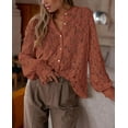 thumbnail image 3 of PRETTYGARDEN Women's Dressy Casual Lace Blouse Long Sleeve Button Up Shirts Tops Spring Fall Fashion Clothes, 3 of 8