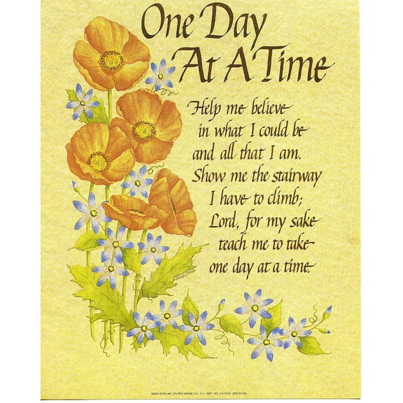 Catholic print picture - One Day At A Time - 8" x 10" ready to be framed