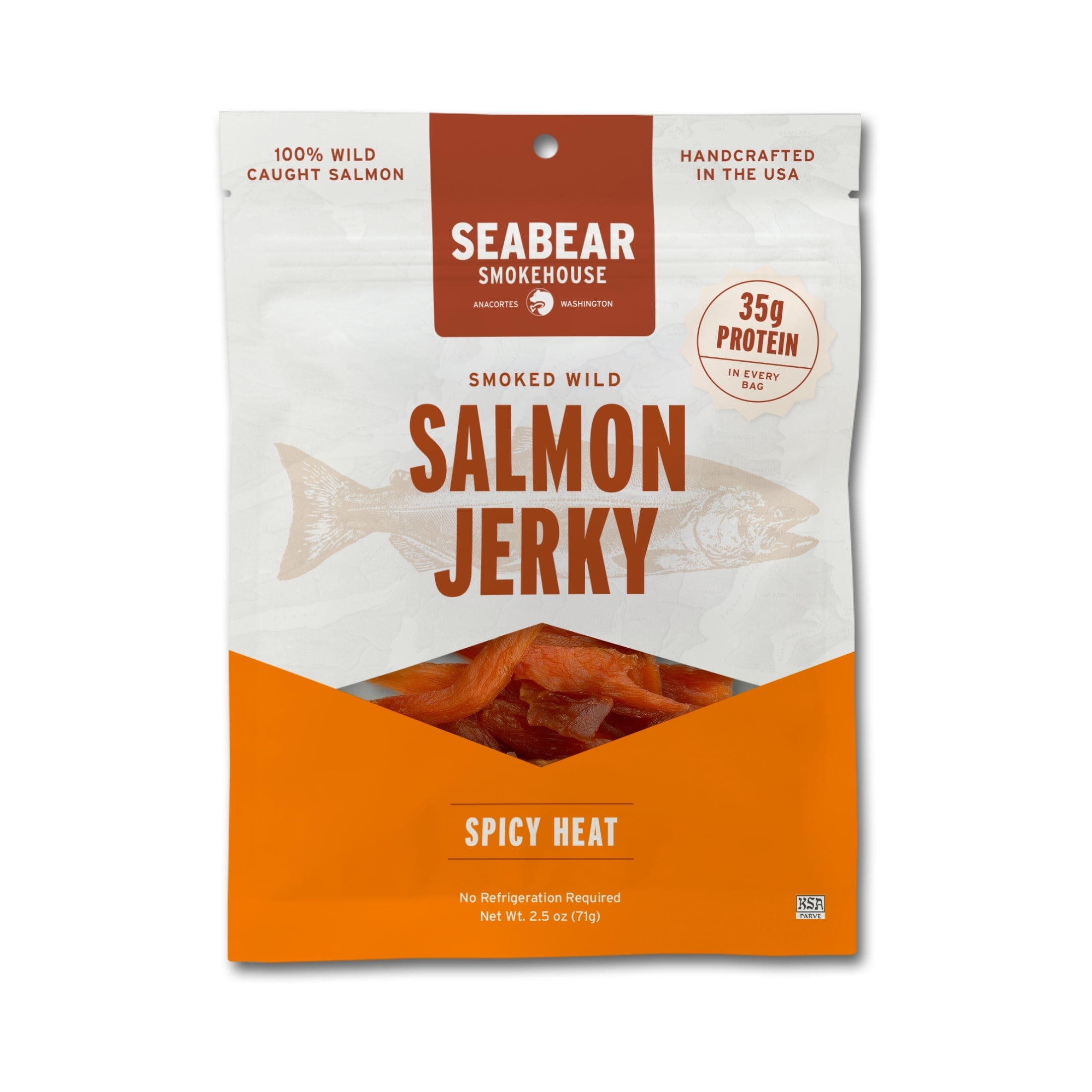 SeaBear Smoked Salmon Jerky - Spicy Heat, 3.5 oz (3 Pack)