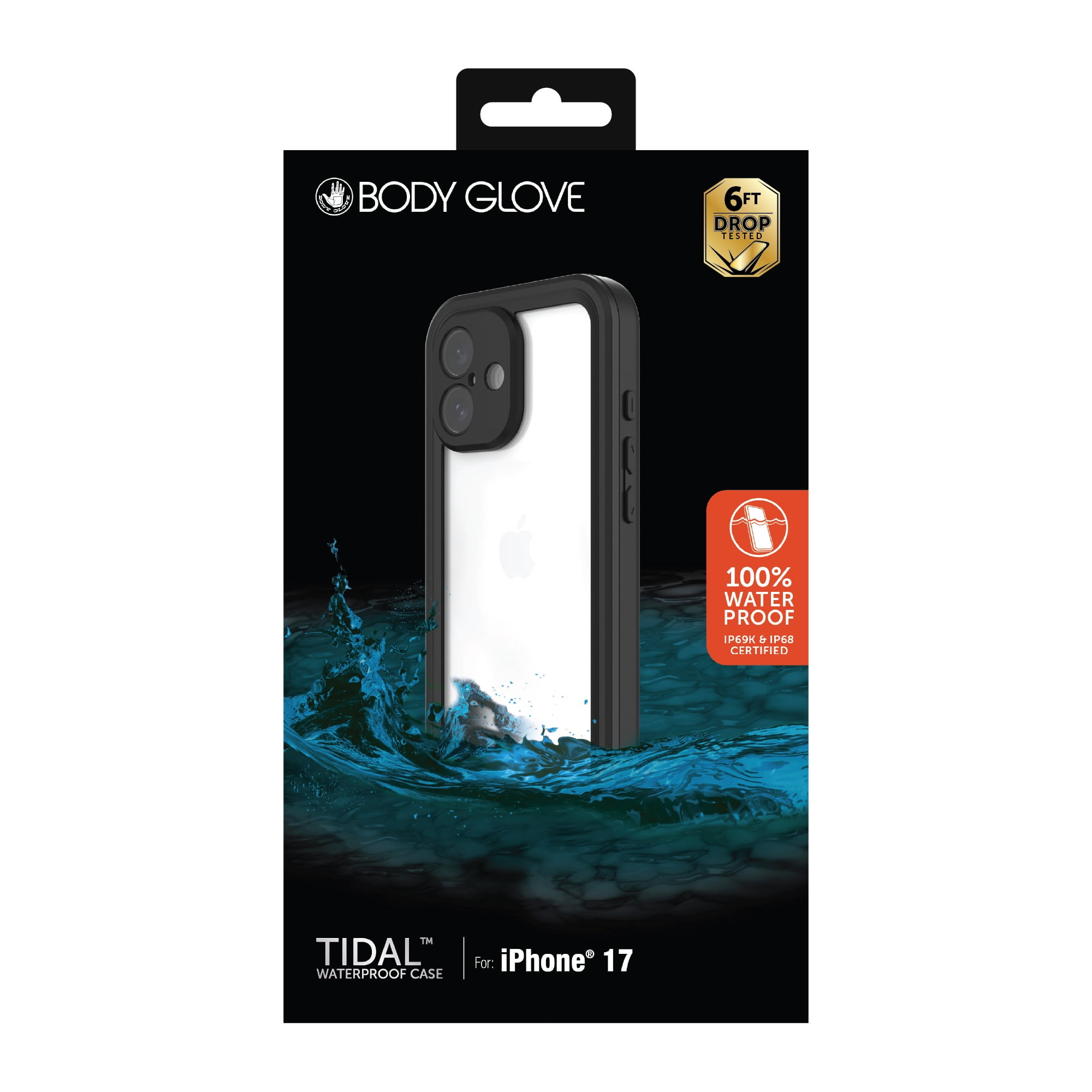 Body Glove Tidal Waterproof Phone Case for iPhone 17 - Black/Clear