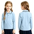 thumbnail image 1 of LTTVQM Light Blue Kids Boys Girls Uniform Tops Long Sleeve Uniform Top Casual Button Down T-Shirt 2026 New Collared Golf Polo Shirt Comfy Blouse Light Blue 12-14 Years, 1 of 3