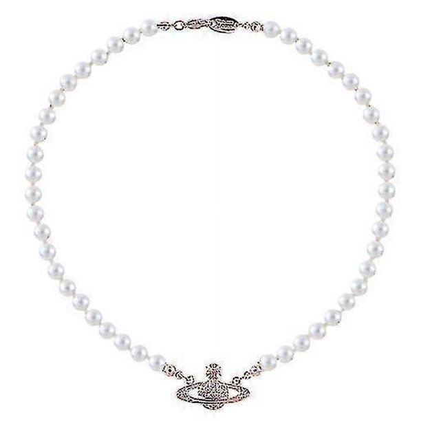 Collar de perlas de Saturno, collar de diamantes de imitación de cristal, gargantilla de perlas de imitación, collar de perlas de Saturno