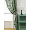 thumbnail image 7 of Sunyuer Green Boho Textured Tassel Sheer Lace Curtains, Chic Crochet Geometry Knitting Rod Pocket Window Drapes for Living Room Bedroom, 2 Panels, 63" L x 55" W, 7 of 7