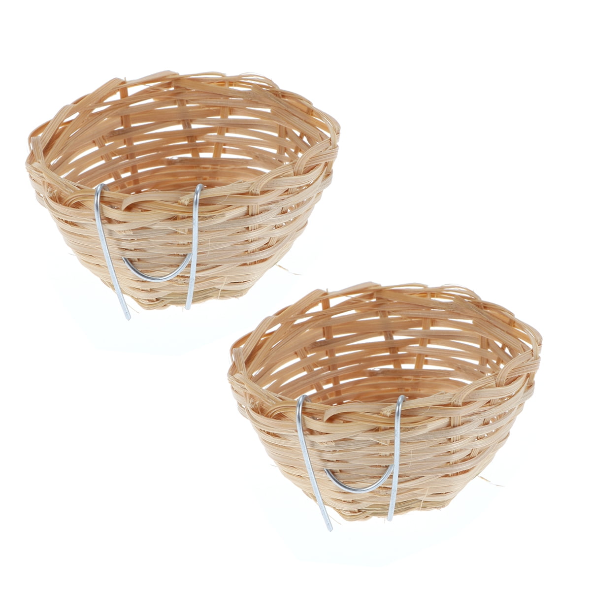 2Pcs Handmade Bamboo Bird Nest Hanging Cages for Finch Lovebird Hook Included 