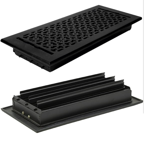 Achtek Air Supply Vent 6"x 16" Duct Opening (Overall 7-1/2"x 17-3/4") Solid Cast Aluminium Register Cover | Powder Coated BLACK