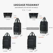 Verage Expandable Foldable Luggage Collapsible Rolling Travel Duffel Bag Lightweight Suitcase with Detachable Spinner Wheels(Black, 24 Inch Expands into 28 Inch)