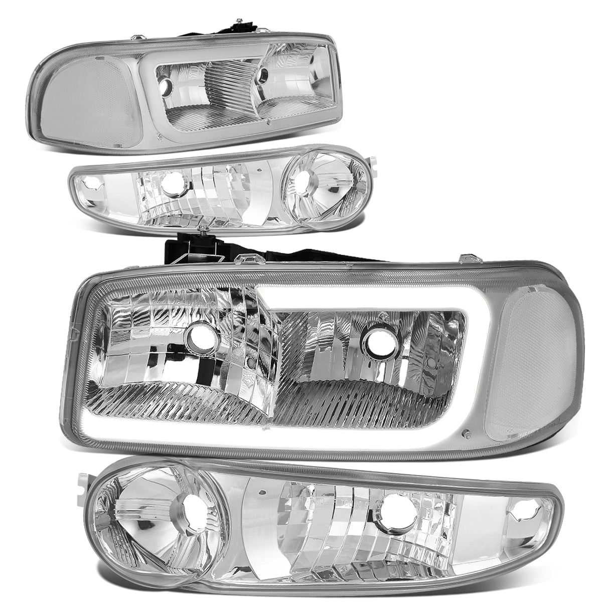 XL/Denali For 01-06 GMC Sierra Yukon Chrome Clear Bumper Corner Singal Light Lamp Assembly 