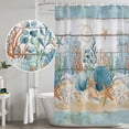 thumbnail image 5 of 60x72 Inch Shower Curtains for Bathroom, Starfish Coastal Fabric Bath Curtain Decor, Summer Ocean Blue Coral Conch Seagrass Waterproof Restroom Curtains Shower Set Accessories with 12 Hooks 60 Inch, 5 of 7