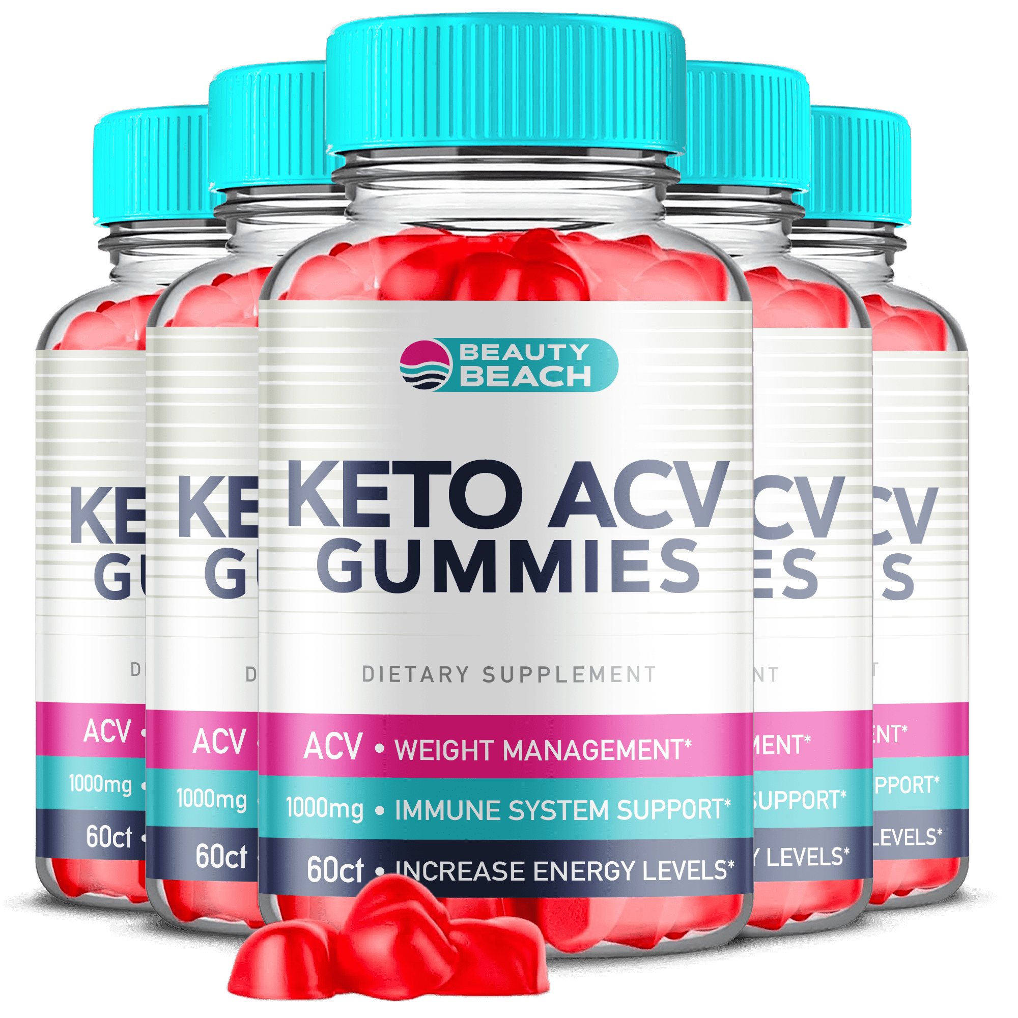 (5 Pack) Beauty Beach Keto ACV Gummies - Apple Cider Vinegar Supplement for Weight Loss - Energy & Focus Boosting Dietary Supplements for Weight Management & Metabolism - Fat Burn - 300 Gummies