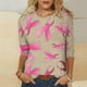 thumbnail image 5 of Camisetas Casuales de las Mujeres Impresas 3/4 Manga Blusa Cuello Redondo Estante de Imitación, Moda Casual Top para las Mujeres, 5 of 5