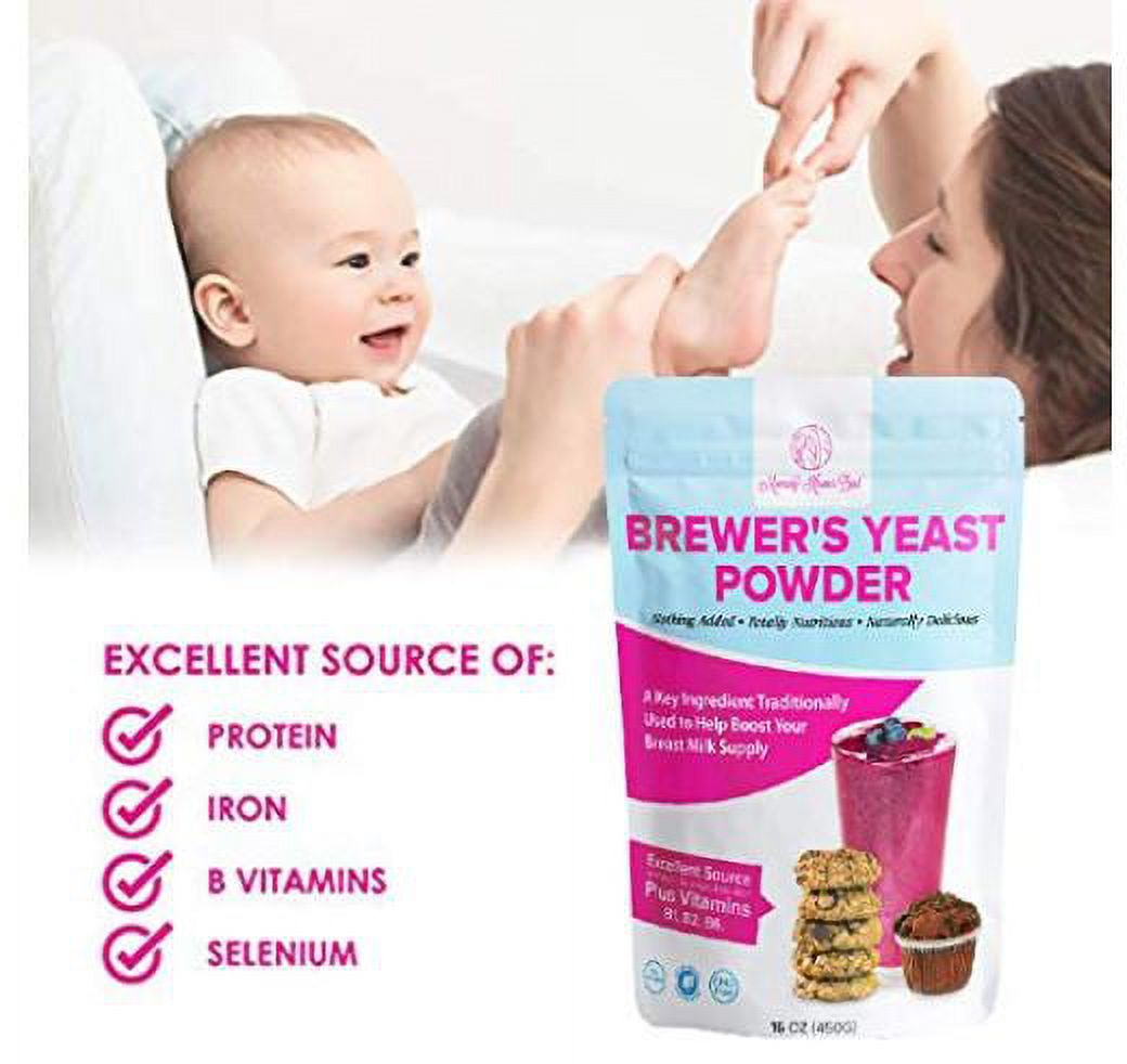 Mommy Knows Best Brewers Yeast Powder for Lactation for Breastfeeding Mothers - Mild Nutty Flavored Unsweetened and Debittered - Helps Boost Breast Milk Supply