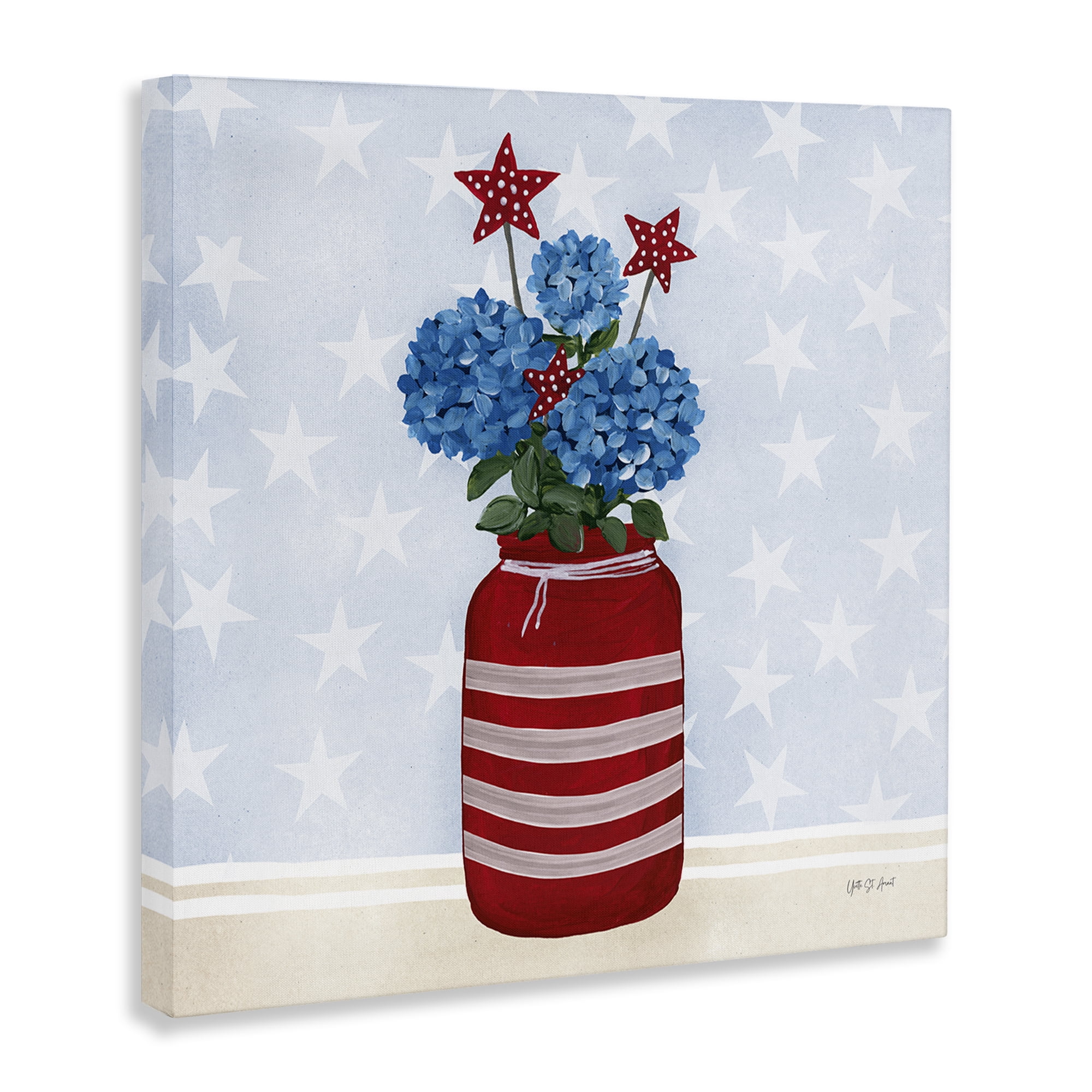 Stupell Industries Summer Stars Bouquet Patriotic Painting Wrapped Canvas Art Print Wall Art, 17 x 17