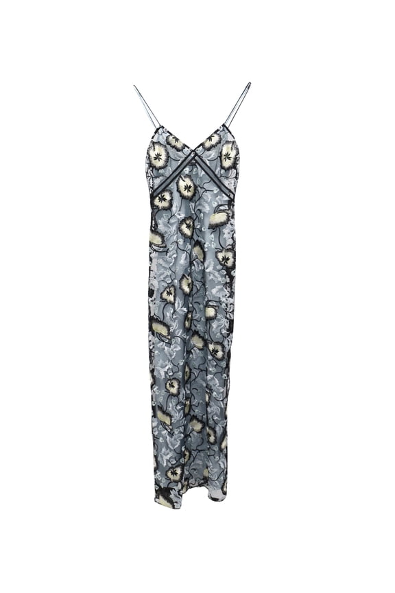 Pre-Owned Self Portrait Sophia Embroidered Slip Dress in Multicolor Chiffon