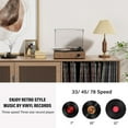 thumbnail image 4 of Record Player for Vinyl with 2 Build-in Speakers LP Vinyl Players Belt-Driven Vintage Turntables 3 Speed 3 Size, Wireless Bluetooth Playback, AUX-in, RCA Out, Headphone, Auto Stop Wood Brown, 4 of 7