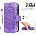thumbnail image 3 of Compatible with Motorola Moto G Stylus 4G 2023 Wallet Phone Case and Tempered Glass Screen Protector Flip Credit Card Holder Stand Mandala Flower Cell Cover for GStylus XT2317-1 XT2317-2 Women Purple, 3 of 9