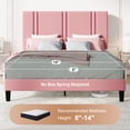 thumbnail image 5 of Amolife Queen Bed Frame, Platform Bed with Upholstered Velvet Adjustable Headboard, Wooden Slats, Easy Assembly, Pink, 5 of 9