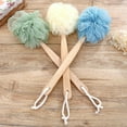 thumbnail image 3 of FLW Wooden Long Handle Bath Brush Soft Nylon Mesh Back Scrubber Shower Body Cleaner, 3 of 10