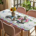 thumbnail image 3 of Spring Table Cloths for 3 Foot Rectangle Tables, Truck Botanical Floral Leaf Butterfly Wooden Grain Patio Waterproof Elastic Fitted Tablecloths, Washable Rectangular Table Cover for Camping, 3 of 8