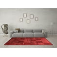 thumbnail image 3 of Ahgly Company Machine Washable Indoor Round Abstract Red Modern Area Rugs, 5' Round, 3 of 4