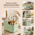 thumbnail image 4 of Countertop Makeup Organizer with Drawers, 3 Tier Cosmetic Storage Box with Beauty Accessories Set, Vanity Bathroom Counter Dresser Skincare Display Case for Lipsticks, Beauty Palettes, Green, 4 of 9