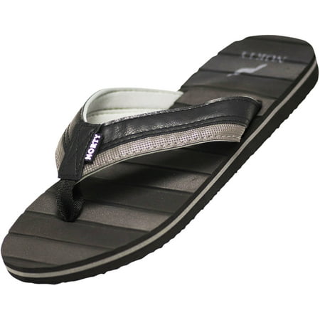 

NORTY Mens Flip Flops Adult Male Beach Thong Sandals Black Grey