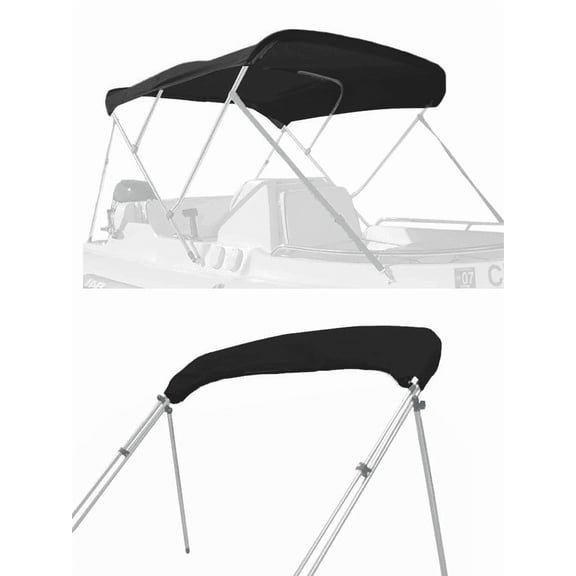 Arcticwind 4 Bow Bimini Top Replacement Cover,600D Marine Grade Polyester Waterproof Sun Shade Boat Canopy,Easy Install Zipper Sleeves,91"-96"W,Black(Support Frame Not Included)