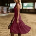 thumbnail image 5 of DYTTDG Women's Ruffle Trim Tiered Midi Dress | V-Neck Spaghetti Strap Flowy Dress with Decorative Button, Casual Summer Flutter Dress, 5 of 6