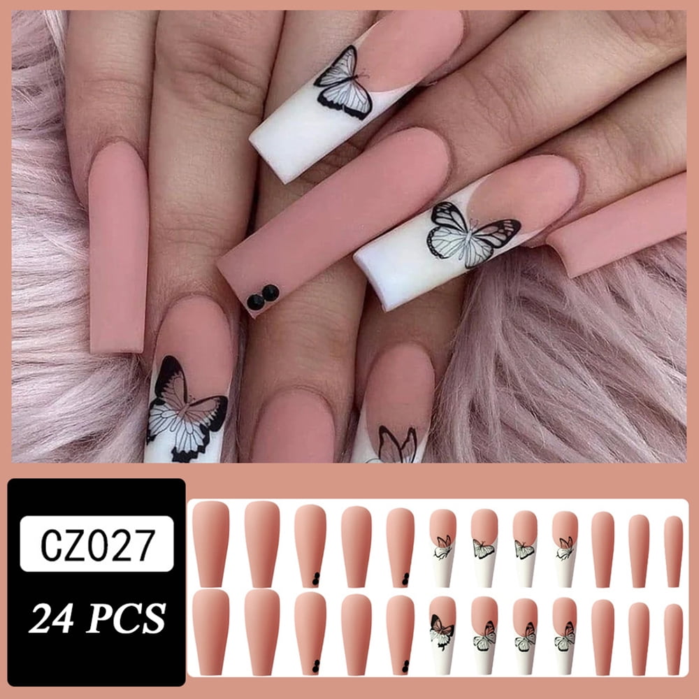 Purelux Nails - Black and Light Pink Acrylic Set! Model... | Facebook