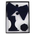 thumbnail image 3 of Juego de 5 lazos para corbata, elegantes y clásicos, de fácil manejo, para hombre, con pañuelo de bolsillo, gemelos y ramillete para regalo de cumpleaños, color azul oscuro, 3 of 10